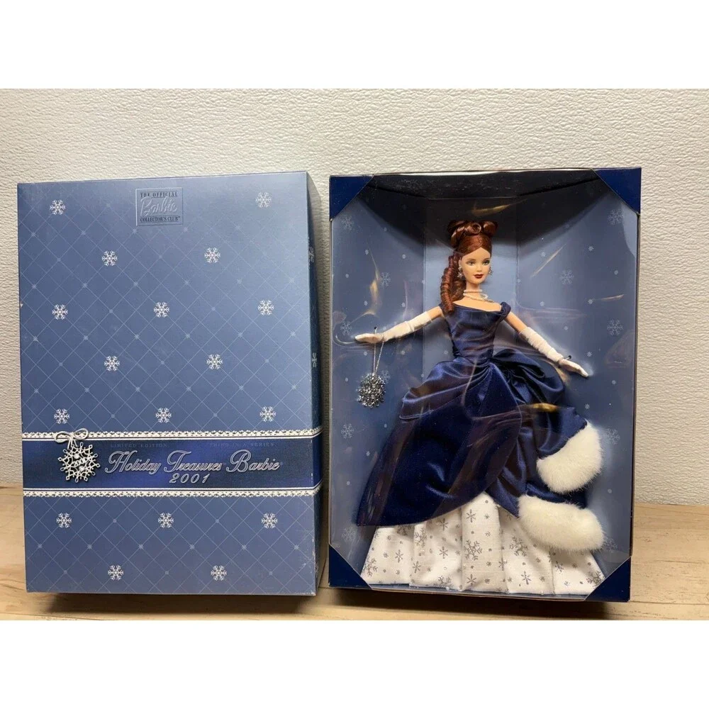 Vtg 2001 Mattel Holiday Treasures Barbie Doll Midnight Blue Gown Limited Edition